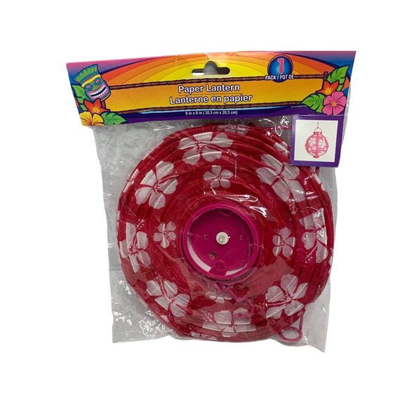 New Luau Pink Paper Lantern Party Decoration 8 in x 8 in - Picture 1 of 2
